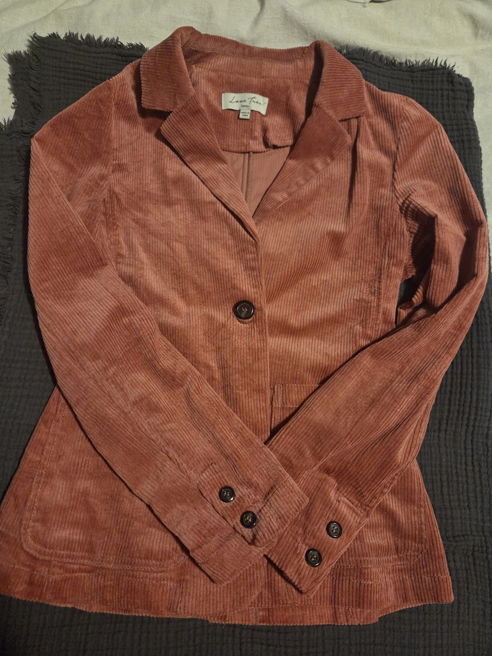 Love Tree Corduroy Blazer in Rusty Rose